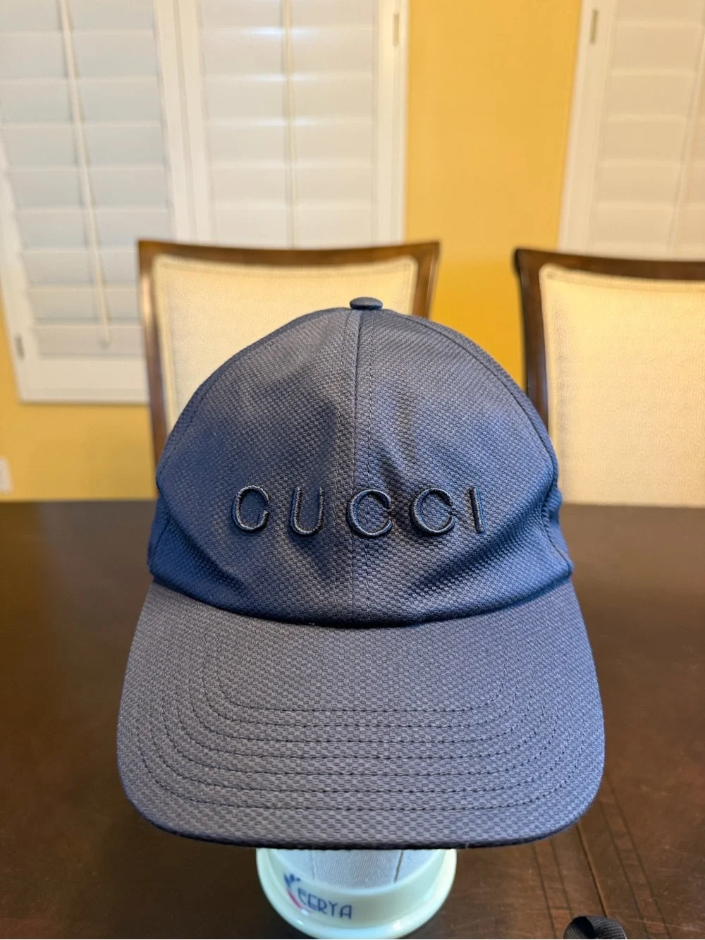 New Gucci Logo Navy Baseball Hat Size L